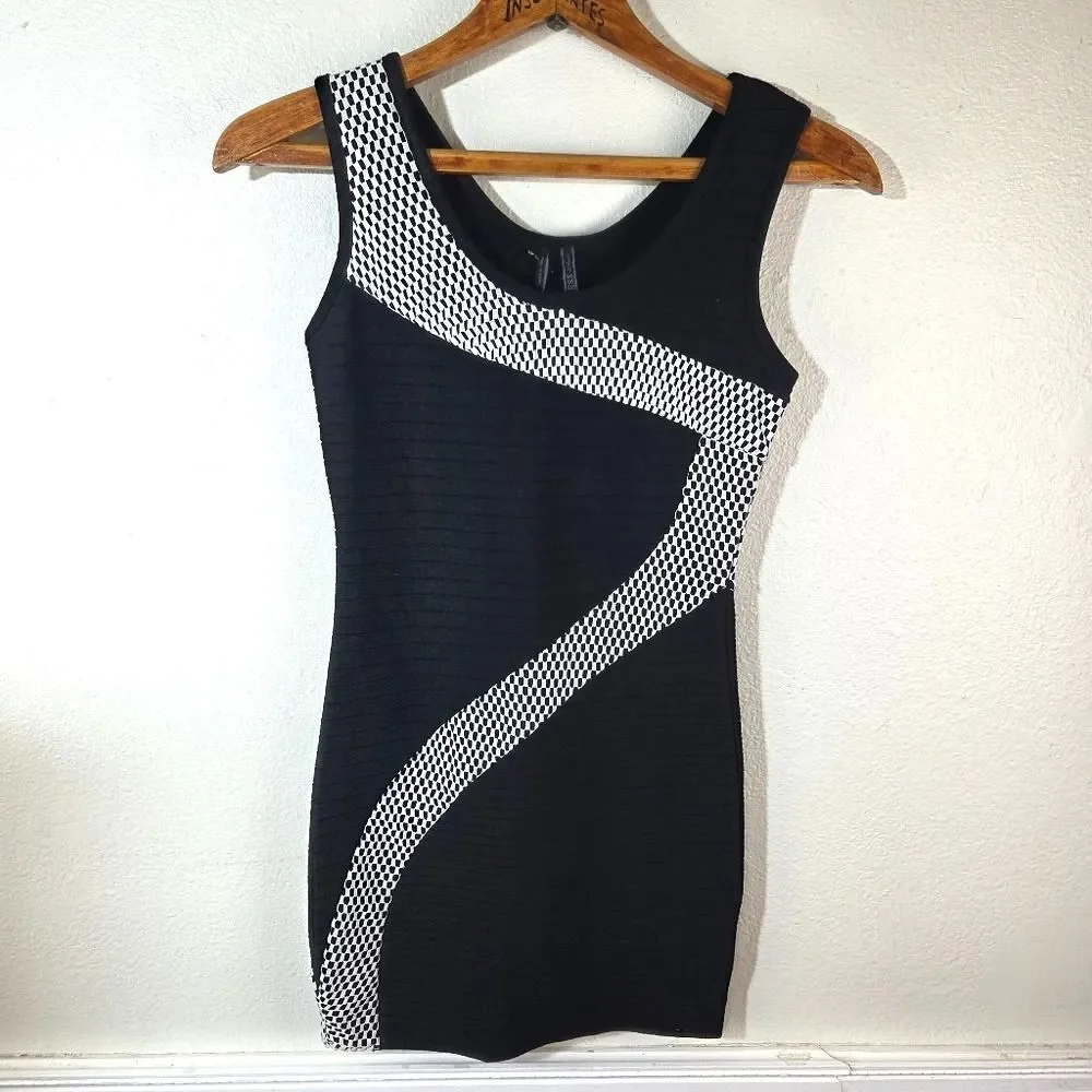Women's Guess Bodycon Snatched Elegant Black and White Mesh Women's Dress Size S - Picture 8 of 10